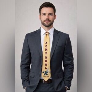 Vintage 1993 Warner Bros Bugs Bunny Acme Bowl League Champ burbank 1950 neck tie